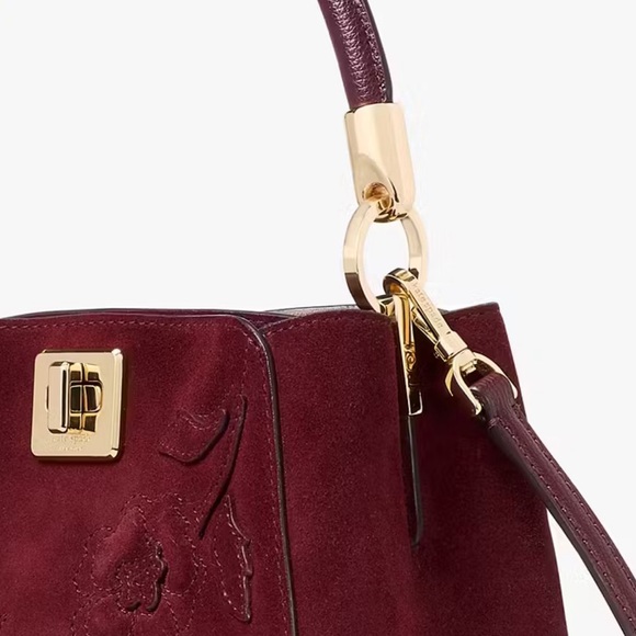 NWT KATE SPADE Phoebe Suede Floral Applique Small Top Handle Satchel - Picture 6 of 9